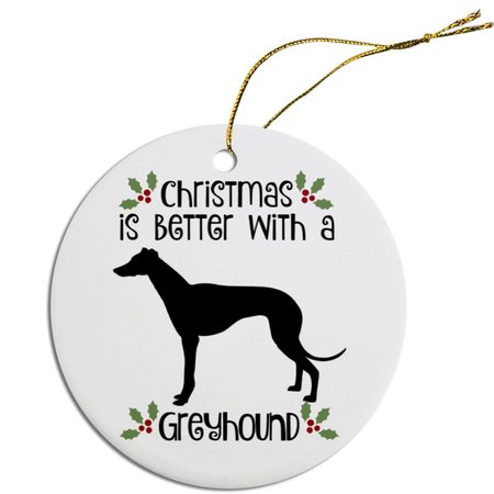 MIRAGE PET PRODUCTS Breed Specific Round Christmas Ornament Greyhound ORN-R-B42